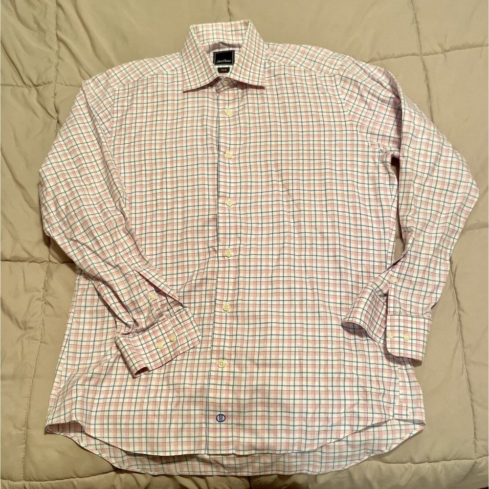 David Donahue Men's 16 32/33 Multi-Color Plaid Long Sleeve Cotton Button Shirt